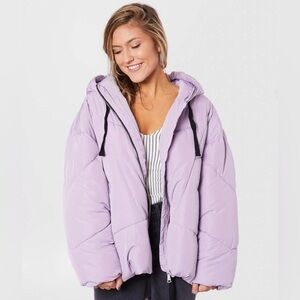 Free People Hailey Hooded Puffer Jacket Lilac Lavender in Size Extra Small